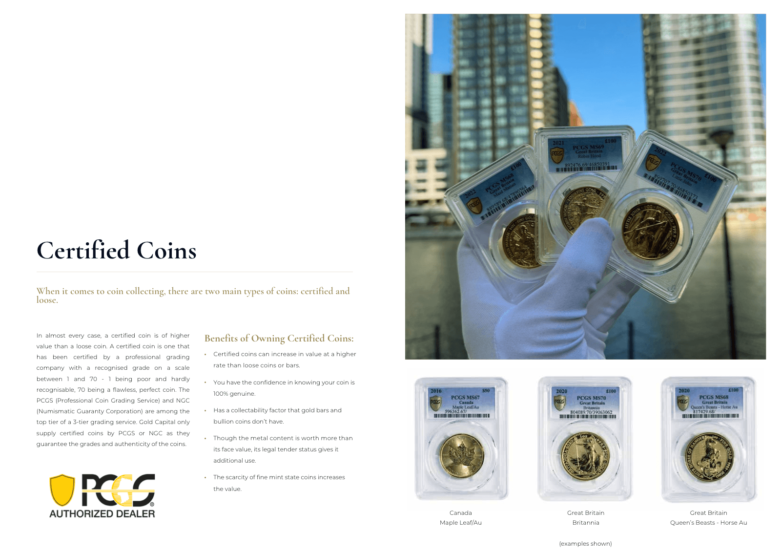 Inside the Gold Ownership Guide — certified coins